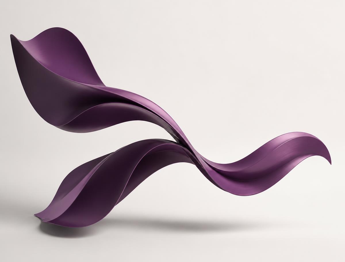Abstracte sculpturale vorm waarin twee lijnen samenvloeien tot één beweging